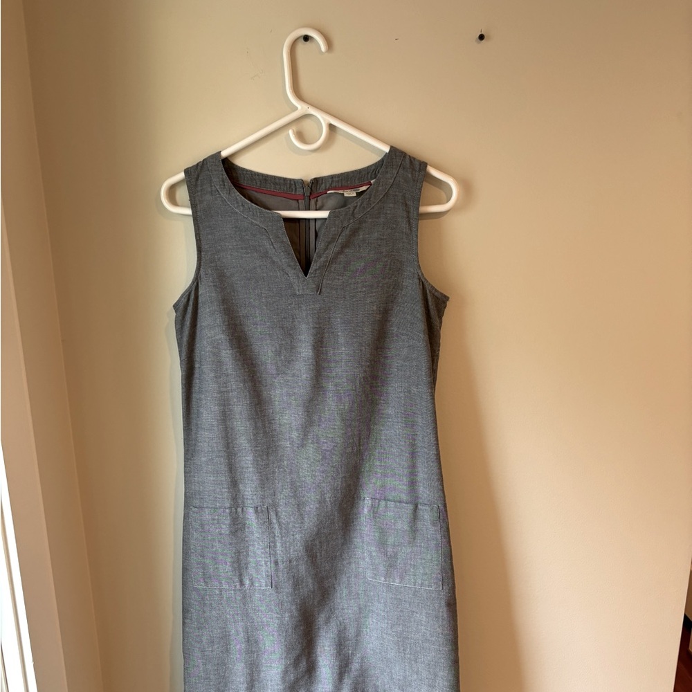 Boden blue chambray shift dress.